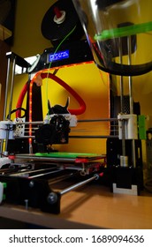 3D Printer Doing A Mask For Covid-19. Coronavirus Mask 3D Printer