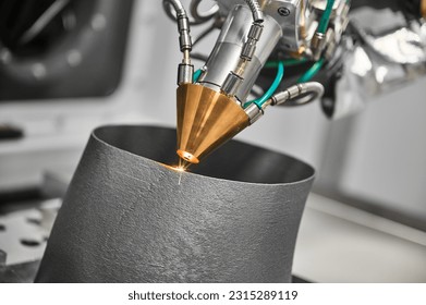 3d printer makes mechanical detail with metal powder in shop