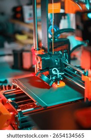3d printer prototype production home research interior product designer orange printing filament