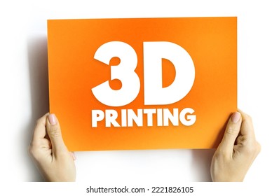 3D Printing - Additive Manufacturing Process That Creates A Physical Object From A Digital Design, Text Concept On Card