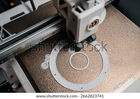The 3D printing machine operation. The 3D rapid prototype processing concept