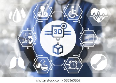 3d Printing Medicine Health Care Concept. Transplantation Printer, Medical Production Organ. Medication Transplanting Technology. Three-dimensional Print Transplant