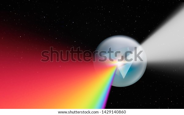 3D Prism with light spectrum with\
crystall sephere \