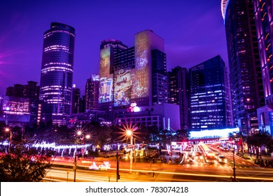 3D Projection Mapping On Building And Long Exposure, Night Light Painting In Banqiao, Taiwan