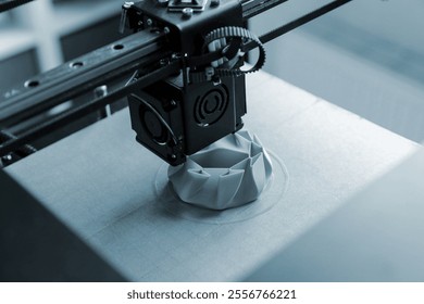 3D prototyping of a part, creating a model on a 3D printer. Engineering sample