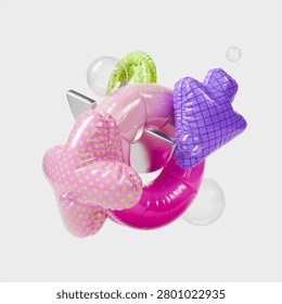 3d Realistic Abstract Geometric Composition with Computer Arrow Cursor Pointer and Other Shapes Rendered Illustration of Choice Concept