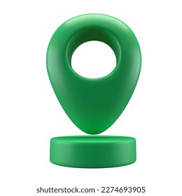 3D Realistic icon Style green glossy Location map pin gps pointer markers illustration for destination. Geo tag isolated on white background with clipping path