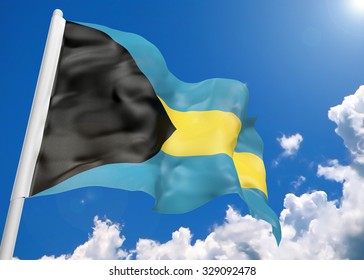 3D realistic waving flag of Bahamas