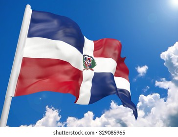 3D realistic waving flag of Dominican Republic 