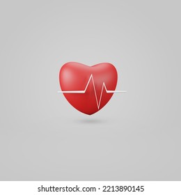 3d red heart and pulse line symbol on white background, healthy concept ,cardiology, medical, 3D rendering. - Shutterstock ID 2213890145