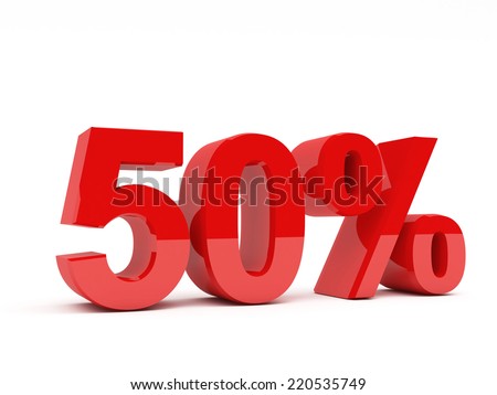 3d red text of discount sale on white