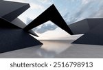 3d render abstract architecture background building geometric shape