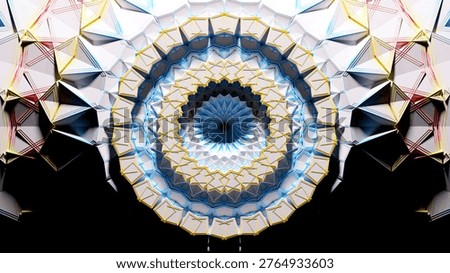 3d render abstract art 3d background with part of surreal symmetry fractal object turbine engine detail in rotation deformation process