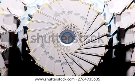 3d render abstract art 3d background with part of surreal symmetry fractal object turbine engine detail in rotation deformation process