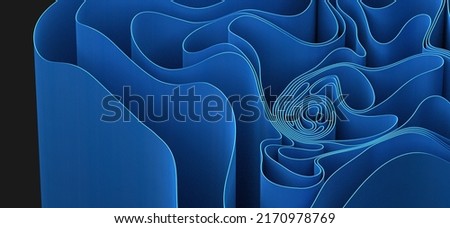 3D render abstract background of smooth lines of spline blue wav