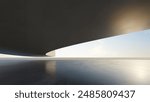 3d render of abstract futuristic architecture with empty concrete floor. Scene for car presentation.