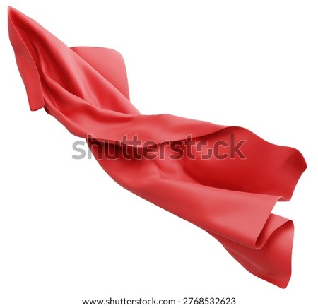 3d Render of Abstract Red Cloth Flowing Downward with Motion