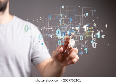 A 3D render of an Abstract technology group and social network connection on a blurry background