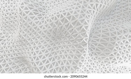 3D Render, Abstract White Matter Geometric Pattern  Background