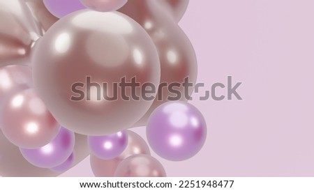 3D render animation motion design presentation background wallpaper metasphere. Pink purple abstract meta sphere liquid shape moving deformation transition to meta balls bubbles drops pearls molecules