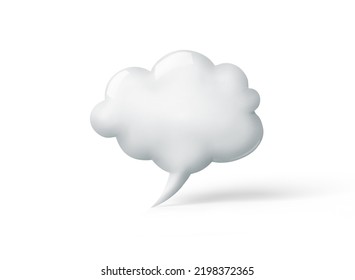 3d render of a cloud in shape of the speech bubble cut out with no background 