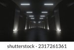 3d render of dark abstract concrete interior tunnel design with lighting. 