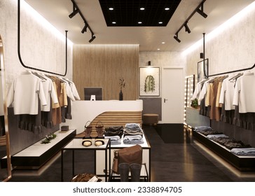 3d render of fashion shop