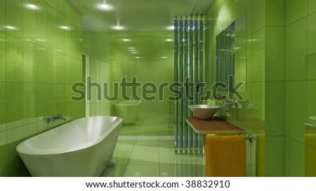 3d render of a green luxury bath
