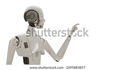 3D render of a humanoid robot on a white background, representing artificial intelligence, futuristic technology, and innovative AI systems for modern applications.