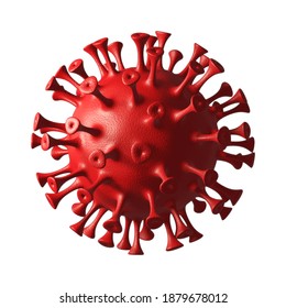 3D render illustration of red covid - 19 Corona virus, isolated on white - Shutterstock ID 1879678012