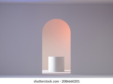 3d Render Pedestal In Empty White Interior