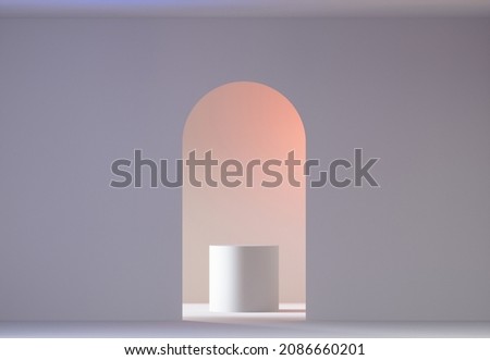 3d render pedestal in empty white interior