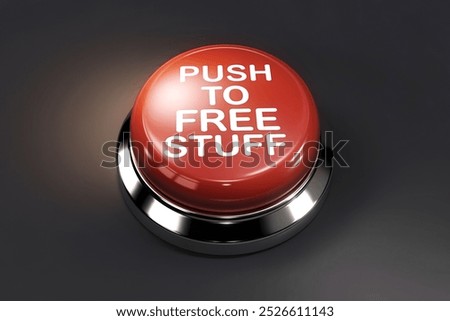 A 3D render of a push button with the text Push to free stuff