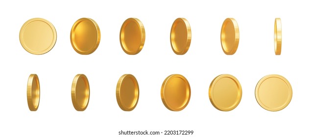 3D Render. Set of gold coins isolated on background in different positions. Bank or financial illustration - Shutterstock ID 2203172299