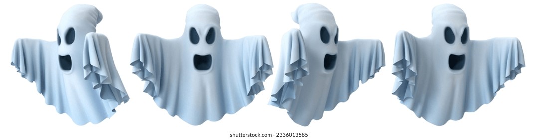 3d render of spooky ghost in blank background for halloween celebration
