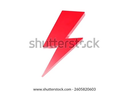 A 3D render of a vibrant red lightning bolt