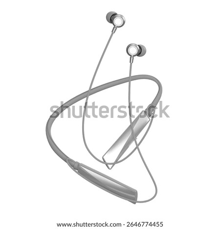 3D Render of Wireless Neckband or Wireless Earphone on White background