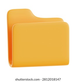 3D render of a yellow file folder directory icon, data archive storage interface and digital document organizing button concept illustration.