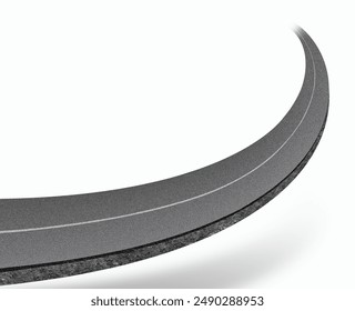 3D rendered, curved road isolated with lines and clouds isolated on abstract background. Realistic 3D road, car background isolated. 3D illustration highway road design. - Powered by Shutterstock