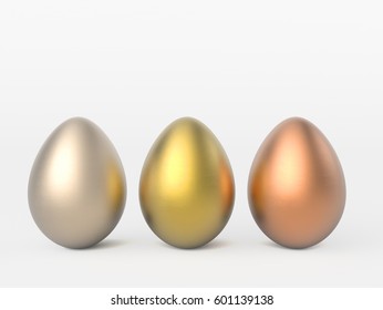 3d rendered decorative precious easter eggs isolated on white background. Suitable for wallpapers, greeting cards, posters, ads.
