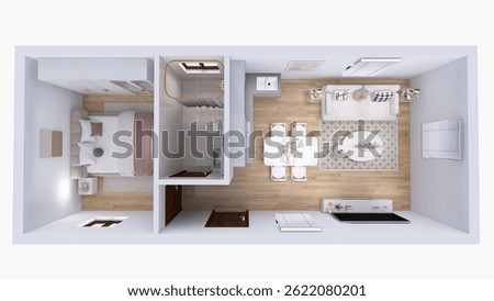 3D Rendered Floor Plan of a Modern Apartment