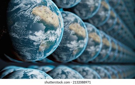 3D rendered illustration of parallel universes in many worlds interpretation of quantum physics. Multiple Earth planents in multiverse. Elements of this image furnished by NASA. - Shutterstock ID 2132088971