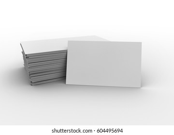 3d rendered stack business cards mock-up