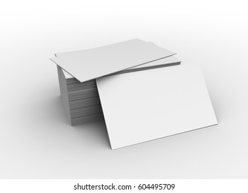 3d rendered stack business cards mockup