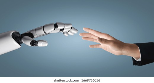 3D rendering artificial intelligence AI research of robot and cyborg development for future of people living. Digital data mining and machine learning technology design for computer brain.