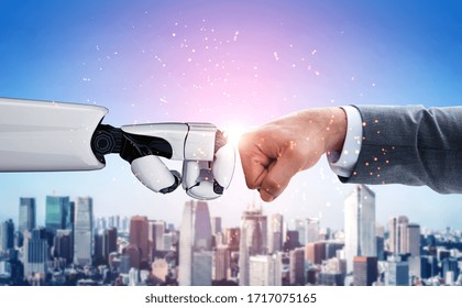 3D rendering artificial intelligence AI research of robot and cyborg development for future of people living. Digital data mining and machine learning technology design for computer brain.