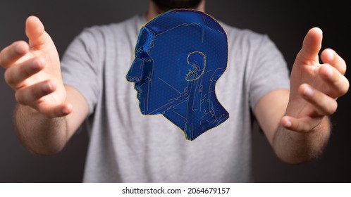 A 3D rendering Artificial intelligence concept  Virtual technology web background