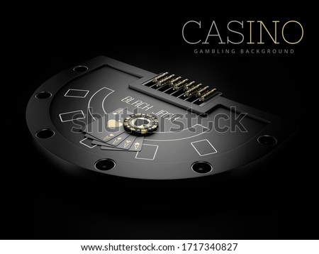 3d Rendering of Black Jack table with a play carts and chip, clipping path included