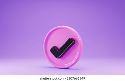 3d rendering checklist icon isolated on purple background. 3d illustration