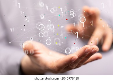 A 3D rendering of a Connecting lines and dots, Big data visualization